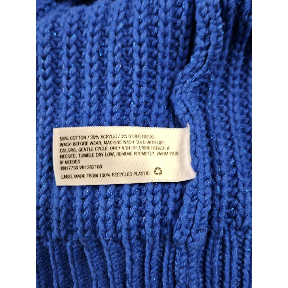 Cat & Jack Girl's Large Blue Sparkle Long-sleeve Open Front Knit Cardigan - Picture 11 of 12